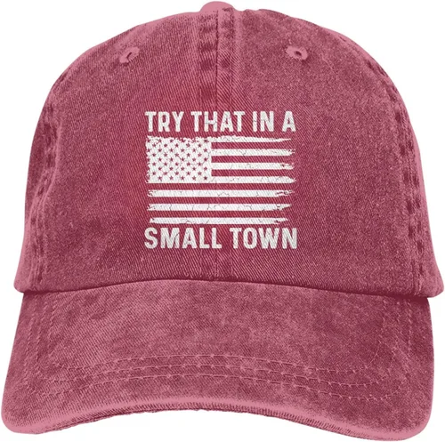 Vista 6 de Gorra de béisbol para mujer, diseño de pueblos pequeños, Rojo-15