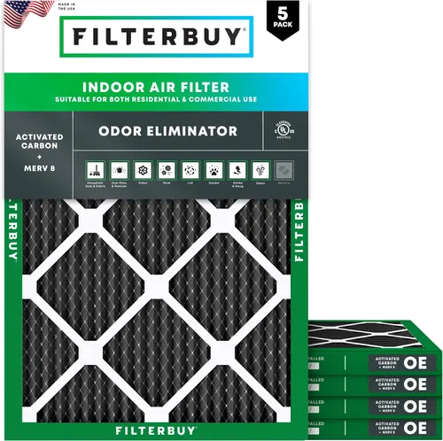 Vista 12 de Filterbuy Filtro de aire MERV 10 de 10 x 10 x 1 pulgadas, defensa de olores y alergias con carbón activado (paquete de 5), filtros electrostáticos
