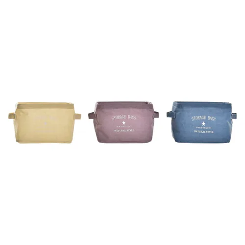 Vista 2 de Cesta DKD Home Decor Amarillo Azul Granate Lienzo Moderno 20 x 16 x 15 cm (3 Unidades)