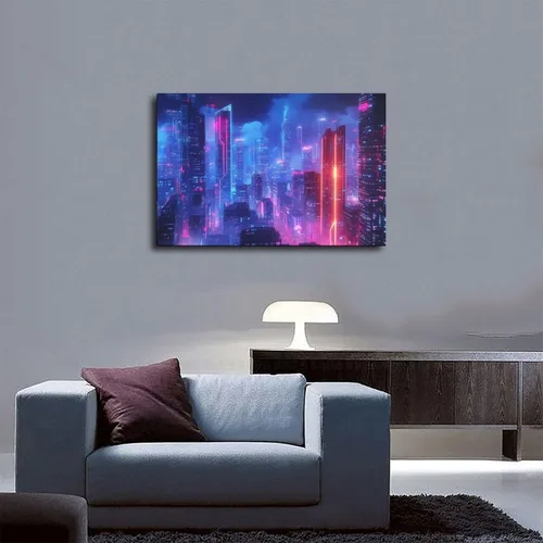 Vista 5 de ZMLIS Dreamy Neon Cyberpunk Poster, Retro Futuristic Wall Art Print, Niche Urban Night City Home Decor Canvas Poster Bedroom Decor Sports Landscape
