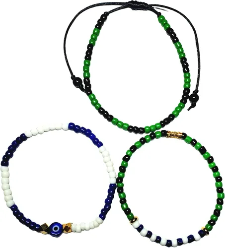 Vista 12 de Hecho a mano contra el mal de ojo orishas joyería de protección Ilde elástico elástico ajustable con cuentas unisex amuleto pulsera conjunto