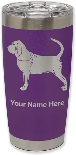 Vista 36 de LaserGram Vaso aislado al vacío de 20 onzas, perro sabueso, grabado personalizado incluido (negro)