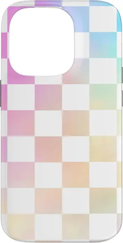 Vista 17 de Pastel Rainbow Checkerboard Checker Checked Pattern Case for iPhone 17