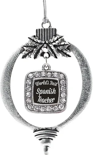 Vista 186 de Inspired Silver - Bon Voyage Cruise Ship Charm Ornamento – Adornos navideños cuadrados de plata con joyas de circonita cúbica