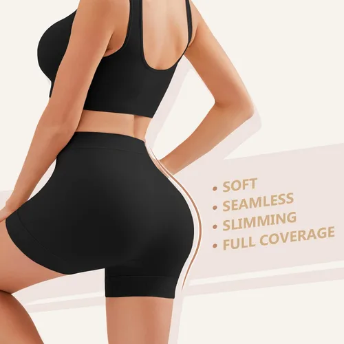 Vista 2 de YADIFEN Pantalones cortos para debajo de los vestidos, pantalones cortos suaves para mujer, ropa interior antirozaduras, pantalones cortos de yoga