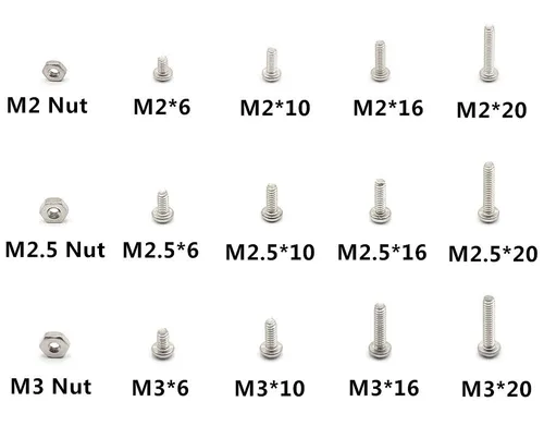 Vista 3 de Kit surtido de tornillos de máquina Phillips de acero inoxidable M2 M2.5 M3, 480 unidades, 12 tamaños