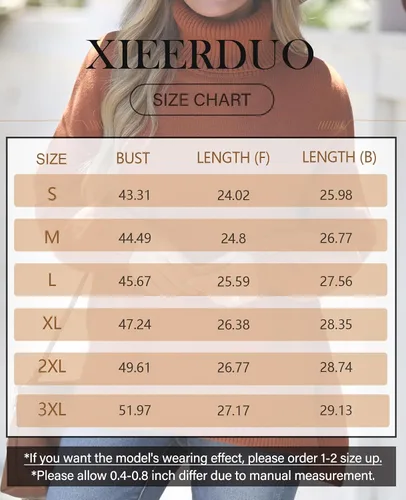 Vista 5 de XIEERDUO Suéteres de cuello alto para mujer, de gran tamaño, con abertura lateral, dobladillo alto y bajo, tallas S-3XL