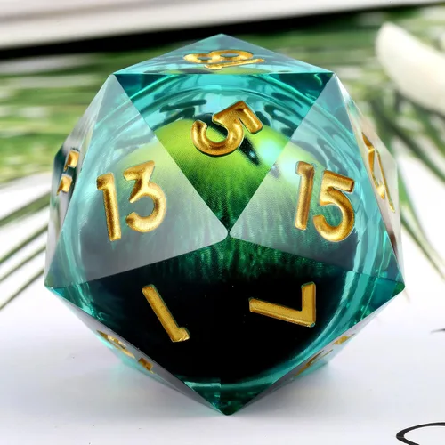 Vista 10 de DNDND - Dados D20 de 1.299 in, 1.31 pulgadas, ojo de dragón líquido, 20 dados con hermosa caja de regalo para Calabozos y Dragones (azul)