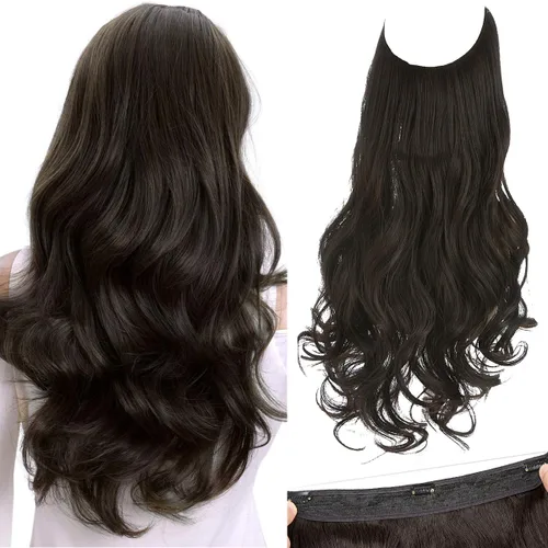Vista 24 de SARLA Extensiones de cabello con alambre invisible con 3 clips, postizo sintético corto, ondulado, rizado, diadema ajustable transparente