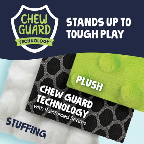 Vista 4 de Juguete para perro de felpa resistente, goDog Crazy Tugs sasquatches con tecnología Chew Guard , Lime Monkey, L, Lime