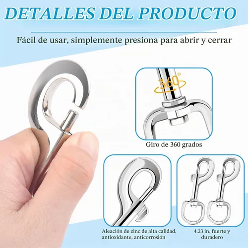 Vista 4 de ERKOON 4.23 Inch Zinc Alloy Swivel Trigger Snap Single Sided Clips 8 Pack