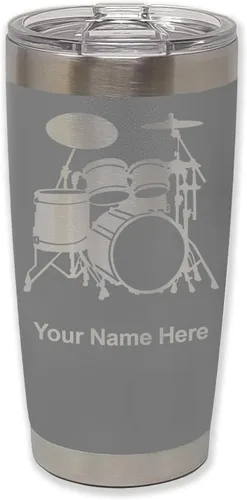 Vista 33 de LaserGram Vaso aislado al vacío de 20 onzas, juego de batería, grabado personalizado incluido (negro)