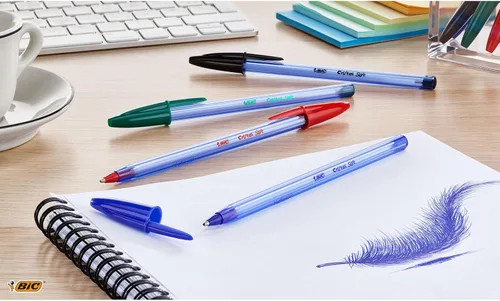 Vista 2 de BIC Cristal Soft - Bolígrafos de punta media (0.047 in), color azul, caja de 50