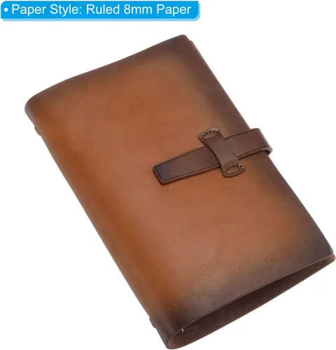 Vista 3 de PATIKIL Diario A6 de piel sintética, organizador personal recargable de hojas sueltas, cuaderno rayado con hebilla para oficina de negocios