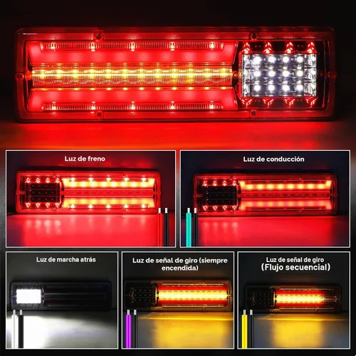 Vista 5 de Ourbest Luces traseras para camión, remolque, RV, reversa, trasera, parada, luz de freno de señal de giro de 11 pulgadas para caravanas