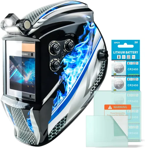 Vista 10 de TRQWH Welding Helmet Auto Darkening Large Viewing True Color Solar Powered Welding Mask with 4 Arc Sensor Adjustable Wide Shade Range 4~5-8/9-13