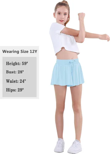 Vista 5 de EXARUS Pantalones cortos de mariposa para niñas, falda pantalón de baile fluido, falda atlética para animar a adolescentes, para tenis, preppy