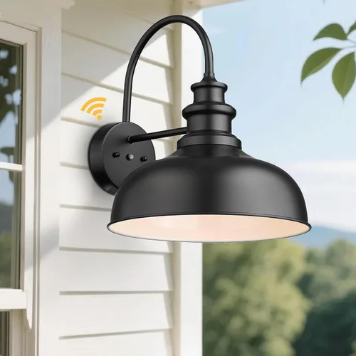 Vista 6 de Bestshared Luces de granero de cuello de cisne del atardecer al amanecer, de 14 pulgadas, aplique de pared al aire libre, accesorio de iluminación