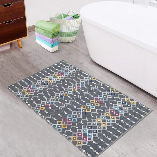 Vista 7 de FairOnly Tapete marroquí bohemio de 2 x 3 pulgadas, lavable, antideslizante, pequeño, para baño, cocina, dormitorio, entrada