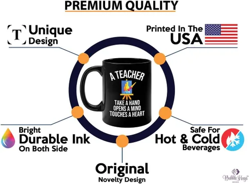Vista 2 de Taza de café para profesor de arte, 11 onzas, color negro - A Teacher take a hand Opens a mind & Touches a Heart - Pintores escultura Artistas