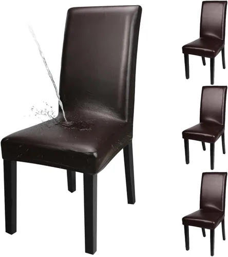 Vista 33 de Fundas para silla de comedor Yisun, fundas elásticas para silla de comedor, funda protectora para silla de comedor, mezcla de poliéster, Beige
