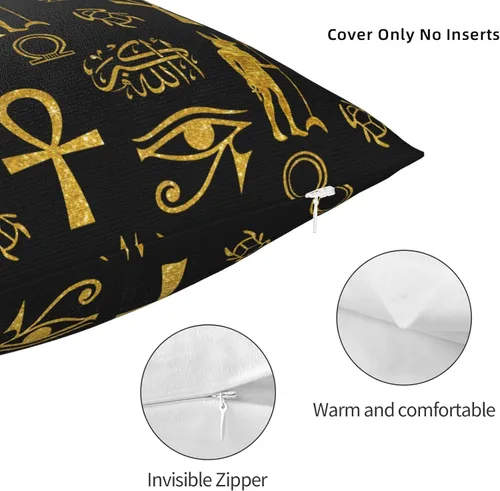Vista 5 de Funda de almohada cuadrada de 12 x 12 pulgadas, diseño de cruz de Ankh de Ankh, dorada, Allahu Akbar, funda de cojín cuadrada decorativa