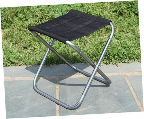 Vista 2 de Taburete plegable portátil para exteriores, taburete de barbacoa de aleación de aluminio, silla de pesca compacta, silla de tren de viaje, asiento