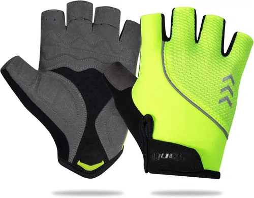 Vista 2 de Santic Guantes de ciclismo para adultos, guantes de ciclismo de medio dedo con almohadilla antideslizante que absorbe los golpes, guantes