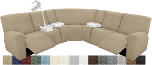 Vista 112 de Fundas para sofá modular reclinable, impermeable, en forma de L, lavable, para sofá reclinable en forma de L, súper elásticas, suaves, para esquinas