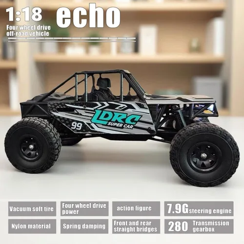 Vista 3 de LDRC 18499 RC Escalada Coche 1/18 Proporción completa Rc Offroad 4x4 Crawler Pipe Rack Vehículo Coches Modelo RTR (azul)