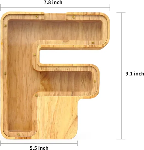 Vista 2 de WOOD CITY Alcancía con letras para adultos, niños y niñas, de madera de 9 pulgadas, caja de dinero personalizada grande de 9 pulgadas, nombre