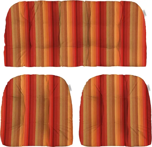 Vista 41 de RSH DECOR: Sunbrella - Juego de 3 cojines de mimbre copetudos 41 x 19 pulgadas y 19 x 19 pulgadas Fabricado con tela de rendimiento Sunbrella