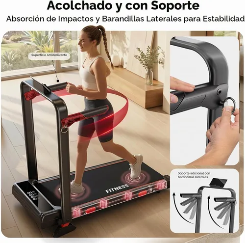 Vista 4 de RHYTHM FUN Almohadilla para caminar inclinada con barra de asa, cinturón Negro mate