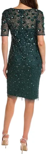 Vista 2 de Adrianna Papell Vestido de cóctel con cuentas para mujer
