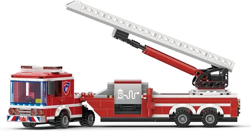 Vista 2 de Apostrophe Games Juego de bloques de construcción de camión de bomberos, 294 piezas, bloques de construcción de bomberos (escalera extendida)