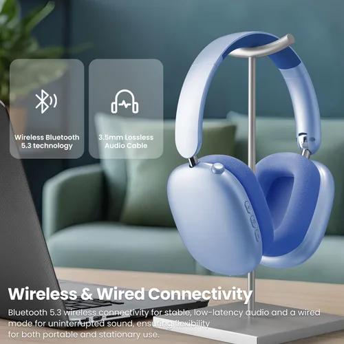 Vista 8 de Wentronic Y01 - Audífonos inalámbricos con cancelación de ruido Bluetooth 5.3 con micrófono, audio de alta resolución, tiempo de reproducción de 48