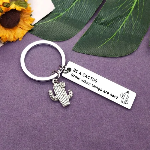 Vista 6 de Llavero de regalo de cactus divertido regalo inspirador joyería de cactus regalo para hijo hija cactus amante de los cactus regalo motivacional