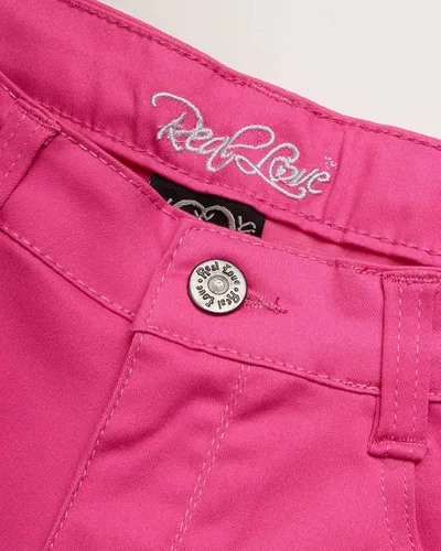 Vista 4 de Real Love Pantalones cortos de sarga súper elásticos para niñas (paquete de 2)