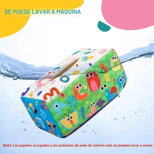 Vista 6 de URMYWO Caja de pañuelos de bebé juguete - Juguetes Montessori para bebés de 6-12 meses 1 año niño niña - Juguetes sensoriales suaves crujientes