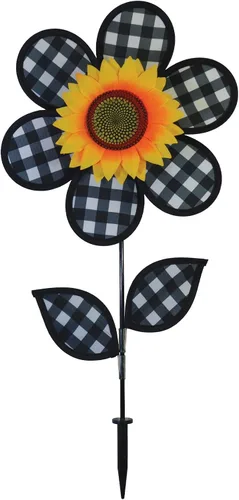 Vista 30 de Molinete con hojas de girasol púrpura "En la Briza" de 19 pulgadas. Incluye estaca para el suelo. Colorida flor para tu patio y jardín, 12", Rojo