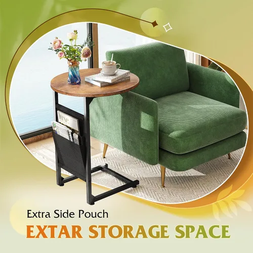 Vista 6 de WLIVE Mesa de Centro, Mesas de Centro Pequeñas de 31.3" y 18.7" para Sala de Estar, Juego de Mesa Central Moderna y Mesa Auxiliar con Bolsa Lateral