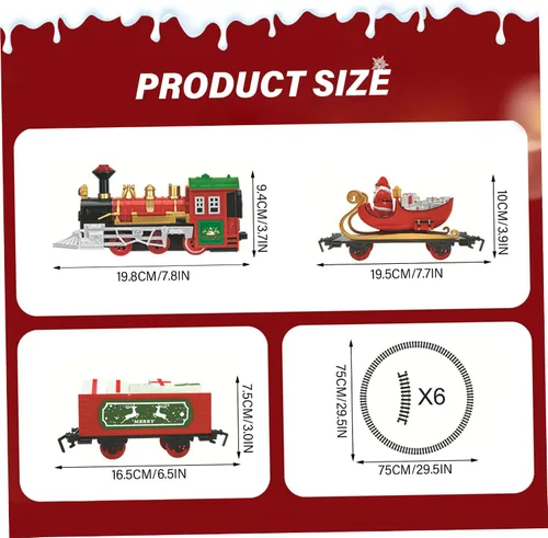 Vista 4 de Juegos de trenes de Navidad para alrededor del árbol, juego de tren eléctrico para árbol de Navidad con música y luz, trenes modelo para niños