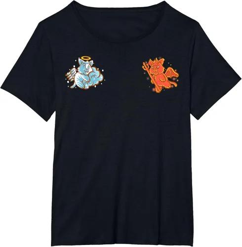 Vista 77 de Camiseta de gato ángel y diablo sentado en tu hombro Nerd Kitten, Negro