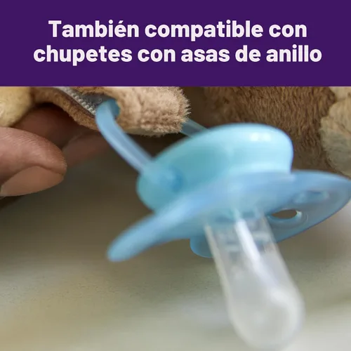Vista 4 de Philips AVENT Soothie Snuggle Portachupetes con Chupete Desmontable, 0m+, Elefante, SCF347/03- 1 Unidad (Paquete de 1)