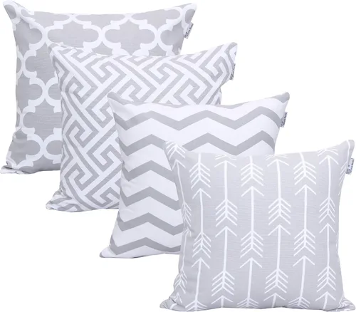 Vista 11 de Accent Home - Cojín 100% de algodón 4 fundas de cojín (sin relleno), cojines invisibles con cremallera, cojines estampados 100% algodón