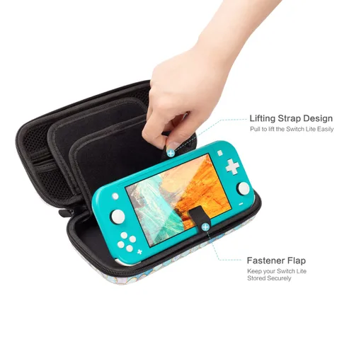 Vista 6 de Lokigo Mermaid Carrying Case for Nintendo Switch Lite, Ultra Slim Protective Portable Hard Shell Pouch Travel Bag for Switch Lite Console &