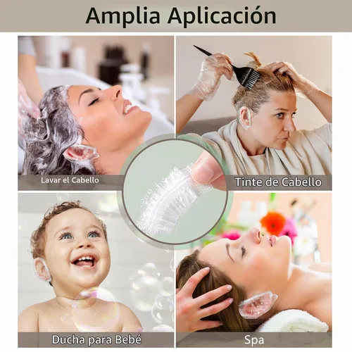 Vista 6 de Abnaok Paquete de 300 fundas desechables para los oídos para la ducha, tapones de plástico impermeables para la ducha, protectores de oídos