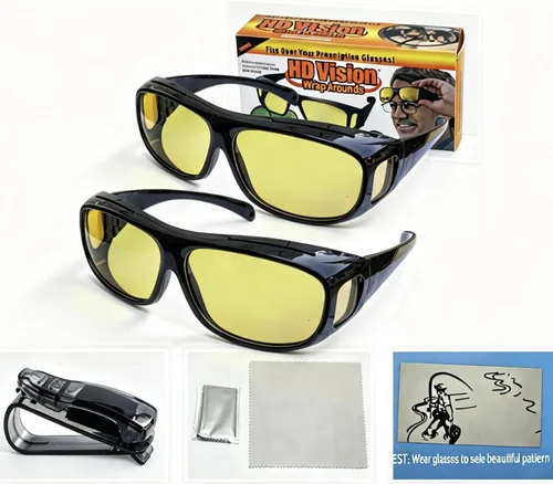 Vista 6 de Paquete de 2 lentes polarizados de visión nocturna HD, para hombres y mujeres, lentes de sol deportivos para ciclismo al aire libre, para conducción