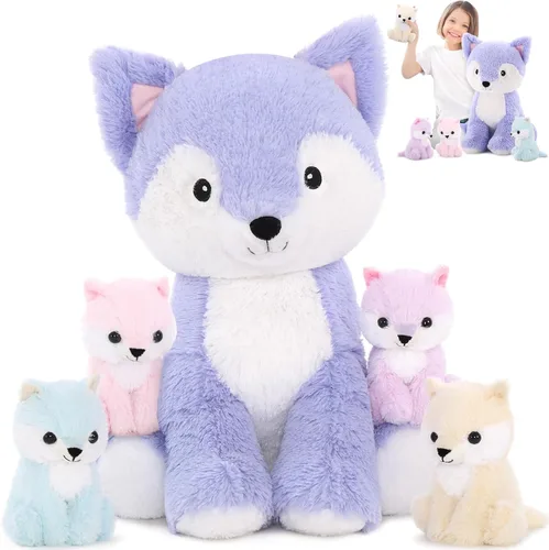 Vista 8 de MaoGoLan Animal de peluche de tigre de 20 pulgadas con bebés, zoológico