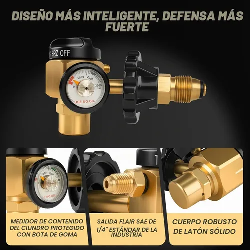 Vista 6 de Siasky Regulador de nitrógeno VN-500 - 4 modos de trabajo (TST/PRG/BRZ/OFF) - Ajuste de presión de 0-500PSI para purga de nitrógeno de precisión